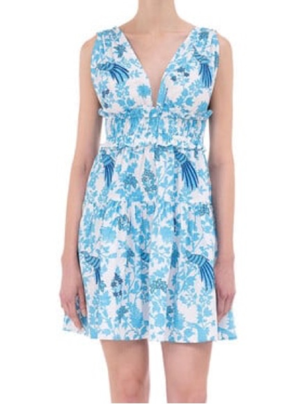 Banjanan Victoria’s dress Blue & White Floral V-Neck Sundress size M